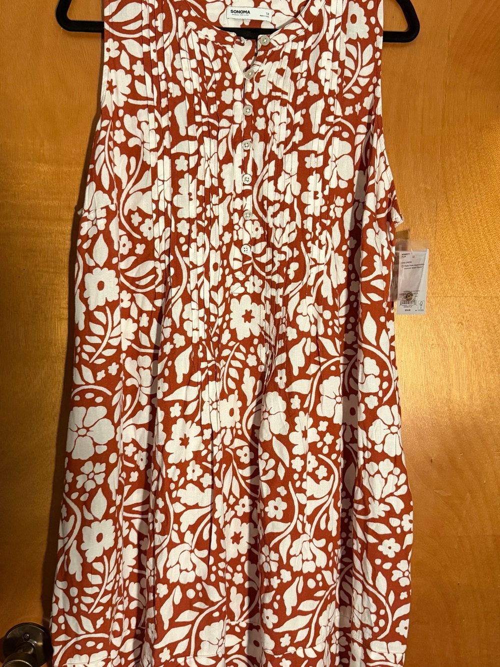 Sonoma Rust and White Floral Mini Dress
